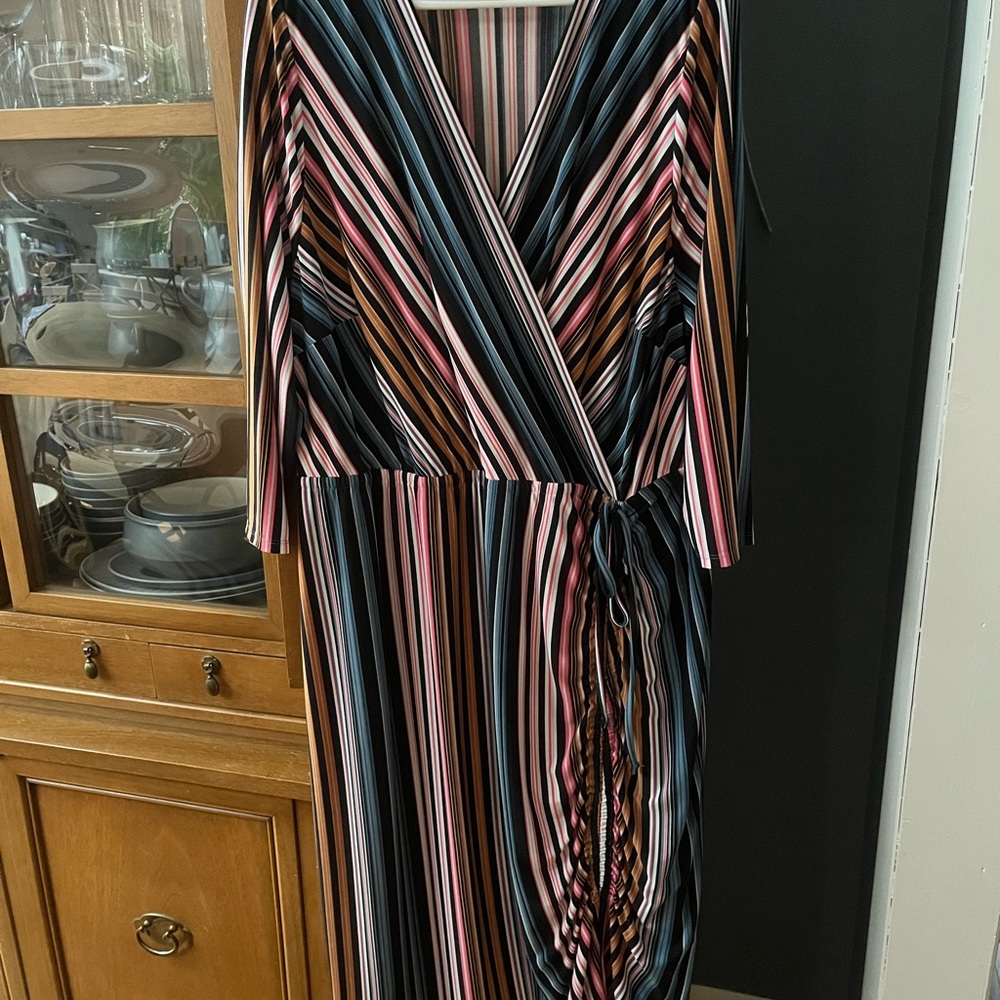 Lane Bryant Black and White Wrap Dress with Dolman Sleeves